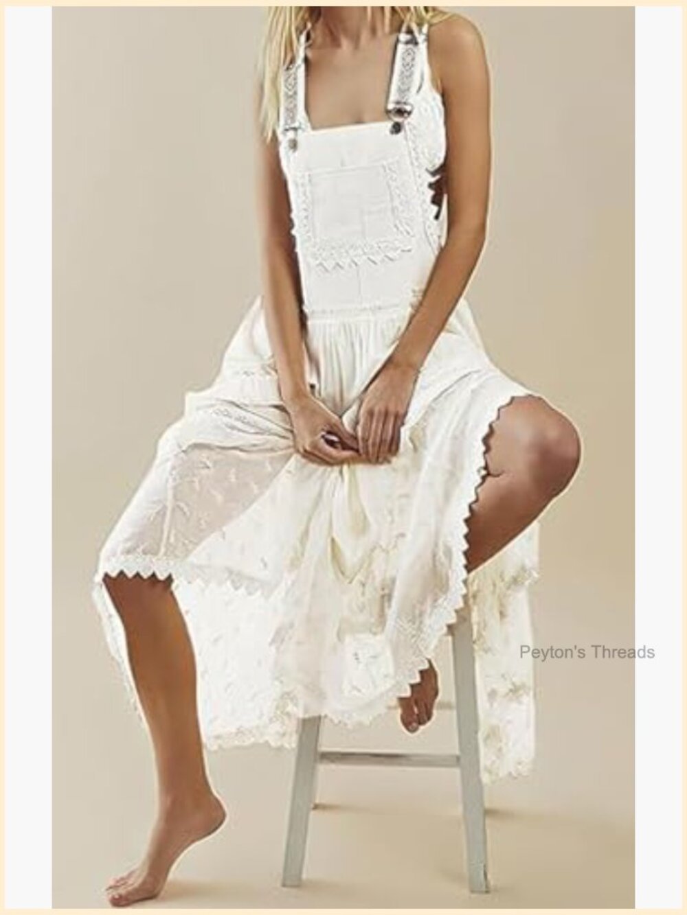 Lace Embroidered Adjustable Strap Maxi Dress with Pockets - Picture 5 of 7